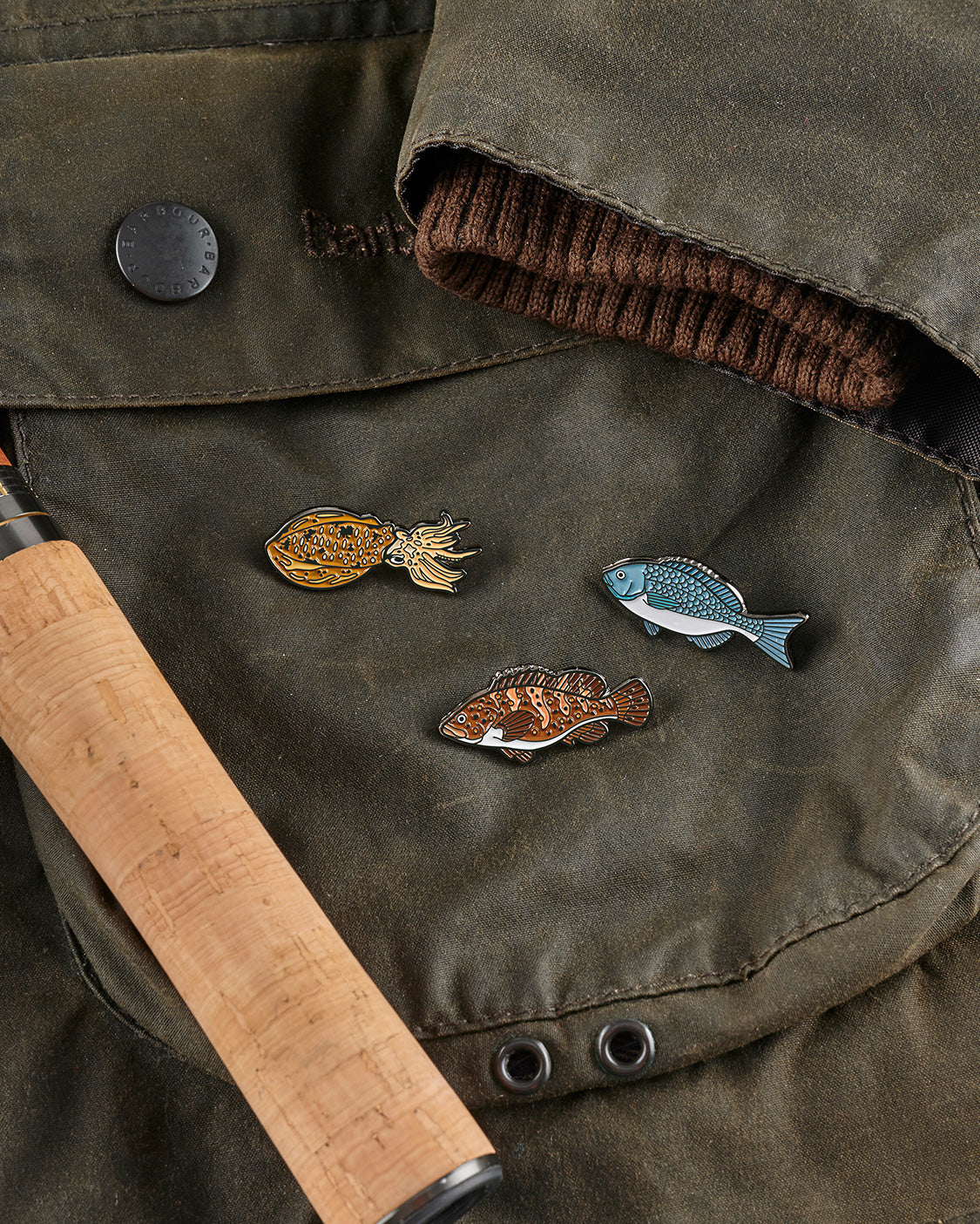 어바웃피싱 물고기 시리즈 바다 배지 3종 세트 (무늬오징어, 붉바리, 긴꼬리벵에돔)